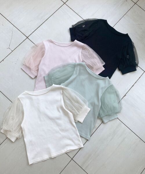 MAJESTIC LEGON / マジェスティックレゴン カットソー | パールチュールスリーブトップス | 詳細16