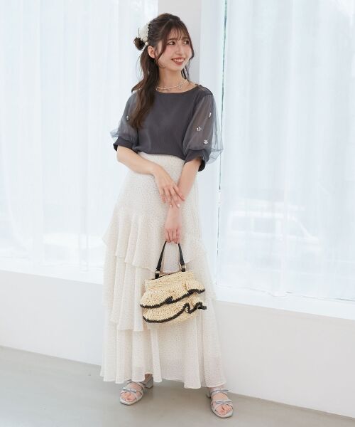 MAJESTIC LEGON / マジェスティックレゴン カットソー | パールチュールスリーブトップス | 詳細2