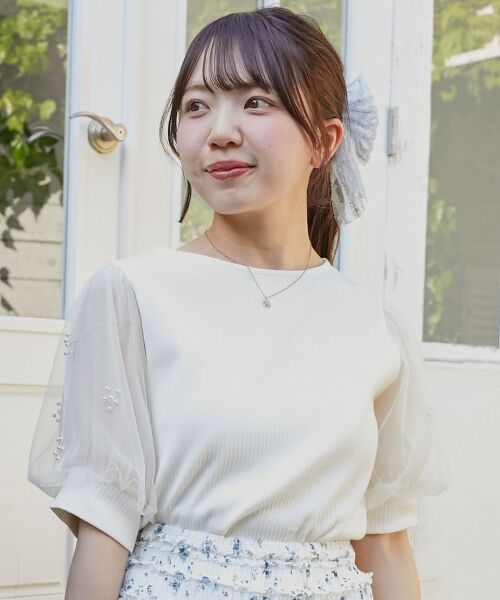 MAJESTIC LEGON / マジェスティックレゴン カットソー | パールチュールスリーブトップス | 詳細20