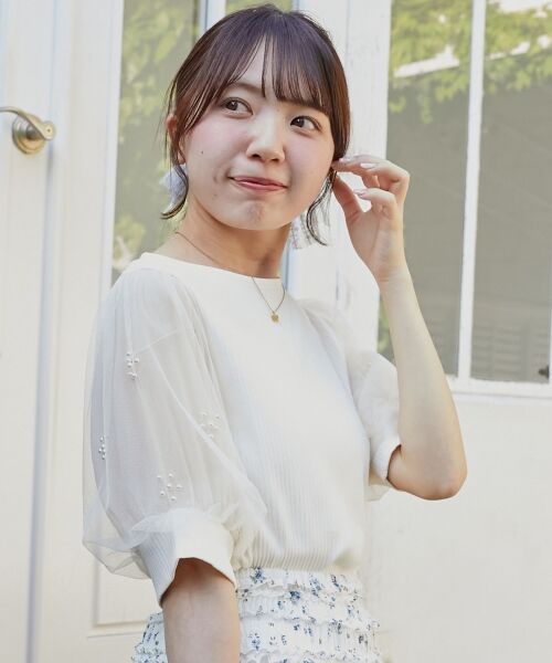 MAJESTIC LEGON / マジェスティックレゴン カットソー | パールチュールスリーブトップス | 詳細21