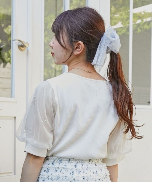 MAJESTIC LEGON / マジェスティックレゴン カットソー | パールチュールスリーブトップス | 詳細22