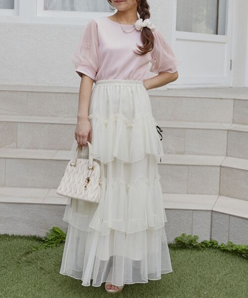 MAJESTIC LEGON / マジェスティックレゴン カットソー | パールチュールスリーブトップス | 詳細24