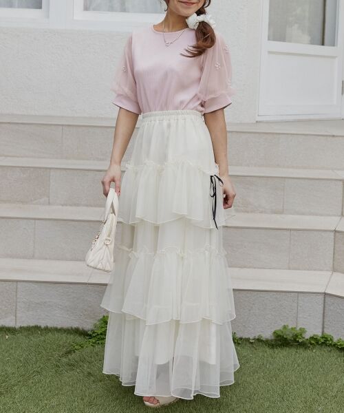 MAJESTIC LEGON / マジェスティックレゴン カットソー | パールチュールスリーブトップス | 詳細25