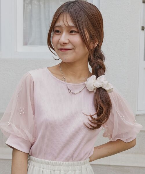 MAJESTIC LEGON / マジェスティックレゴン カットソー | パールチュールスリーブトップス | 詳細27