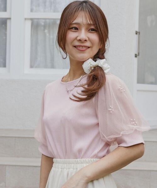 MAJESTIC LEGON / マジェスティックレゴン カットソー | パールチュールスリーブトップス | 詳細28