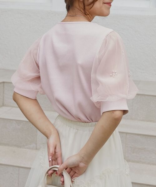 MAJESTIC LEGON / マジェスティックレゴン カットソー | パールチュールスリーブトップス | 詳細29