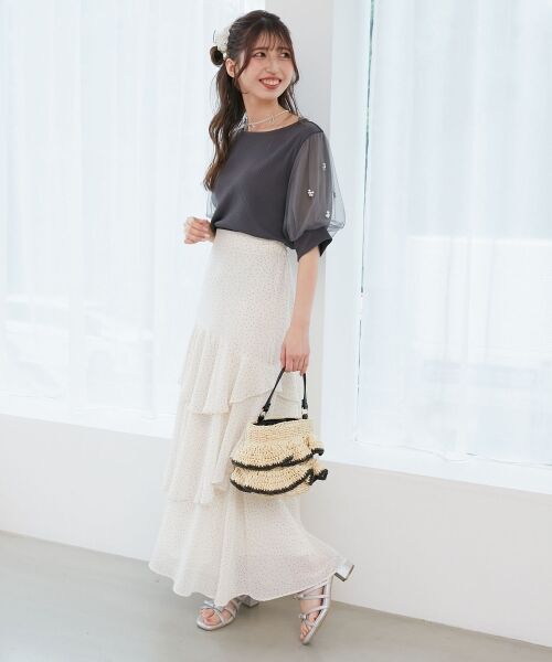 MAJESTIC LEGON / マジェスティックレゴン カットソー | パールチュールスリーブトップス | 詳細3