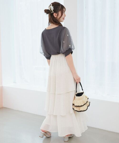 MAJESTIC LEGON / マジェスティックレゴン カットソー | パールチュールスリーブトップス | 詳細4