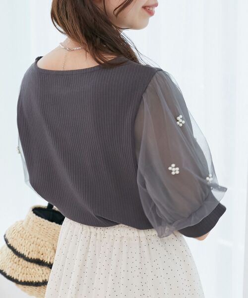 MAJESTIC LEGON / マジェスティックレゴン カットソー | パールチュールスリーブトップス | 詳細7