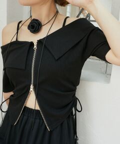 MAJESTIC LEGON / マジェスティックレゴン カットソー | オフショルダブルジップトップス