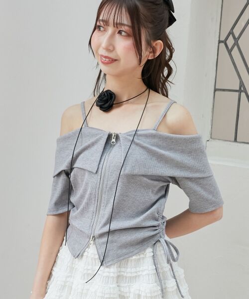 MAJESTIC LEGON / マジェスティックレゴン カットソー | オフショルダブルジップトップス | 詳細12