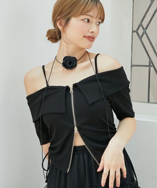 MAJESTIC LEGON / マジェスティックレゴン カットソー | オフショルダブルジップトップス | 詳細18