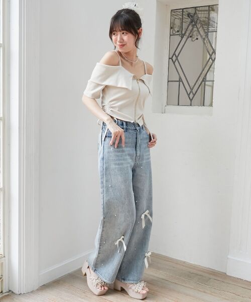 MAJESTIC LEGON / マジェスティックレゴン カットソー | オフショルダブルジップトップス | 詳細2