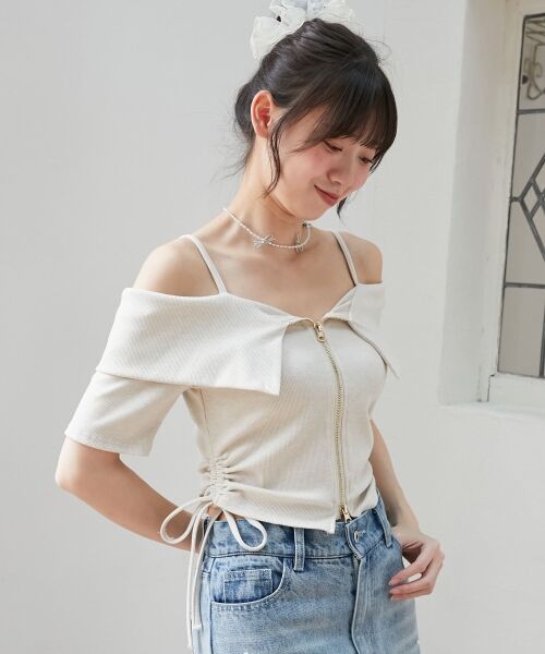 MAJESTIC LEGON / マジェスティックレゴン カットソー | オフショルダブルジップトップス | 詳細5