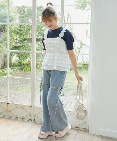 MAJESTIC LEGON / マジェスティックレゴン キャミソール・チューブトップ | カットレースリボンキャミソール | 詳細2