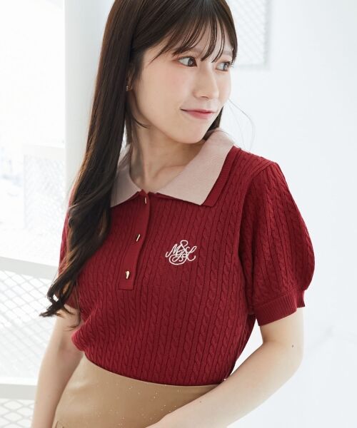 MAJESTIC LEGON / マジェスティックレゴン ニット・セーター | バイカラーダブル襟ニット | 詳細14