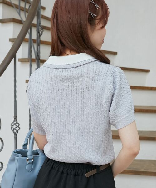 MAJESTIC LEGON / マジェスティックレゴン ニット・セーター | バイカラーダブル襟ニット | 詳細23