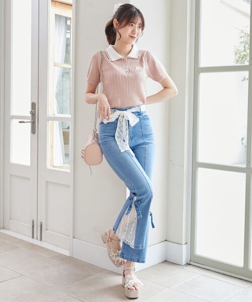 MAJESTIC LEGON / マジェスティックレゴン ニット・セーター | バイカラーダブル襟ニット | 詳細25