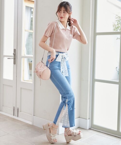 MAJESTIC LEGON / マジェスティックレゴン ニット・セーター | バイカラーダブル襟ニット | 詳細26