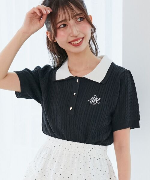 MAJESTIC LEGON / マジェスティックレゴン ニット・セーター | バイカラーダブル襟ニット | 詳細6