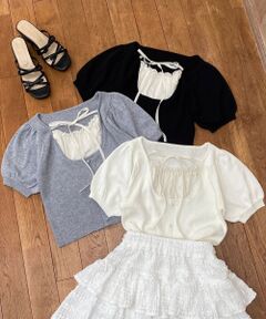 MAJESTIC LEGON / マジェスティックレゴン ニット・セーター | ギャザードッキング半袖ニット