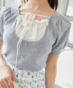 MAJESTIC LEGON / マジェスティックレゴン ニット・セーター | ギャザードッキング半袖ニット