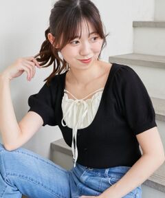 MAJESTIC LEGON / マジェスティックレゴン ニット・セーター | ギャザードッキング半袖ニット