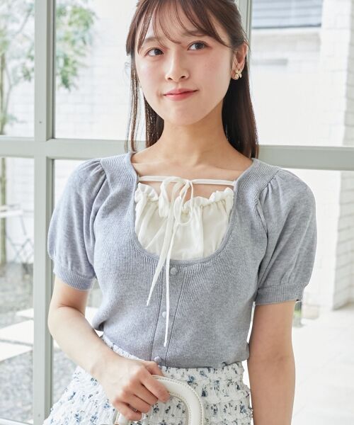 MAJESTIC LEGON / マジェスティックレゴン ニット・セーター | ギャザードッキング半袖ニット | 詳細11