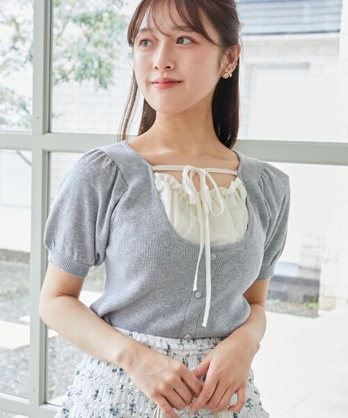 MAJESTIC LEGON / マジェスティックレゴン ニット・セーター | ギャザードッキング半袖ニット | 詳細12