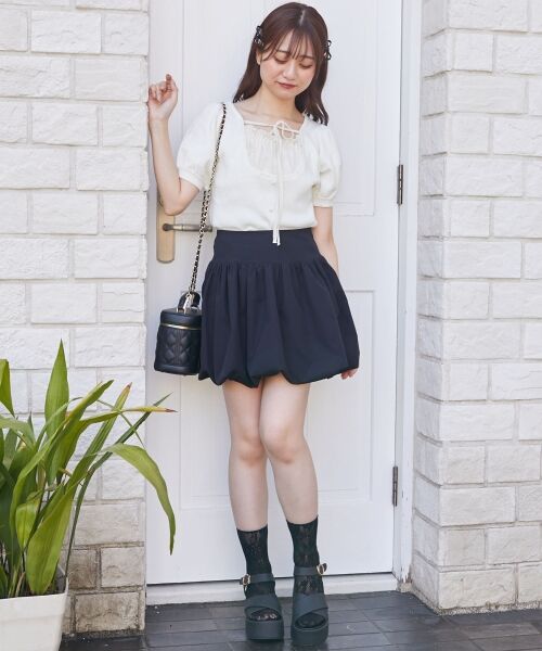 MAJESTIC LEGON / マジェスティックレゴン ニット・セーター | ギャザードッキング半袖ニット | 詳細15