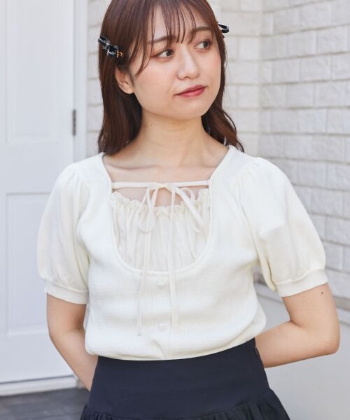 MAJESTIC LEGON / マジェスティックレゴン ニット・セーター | ギャザードッキング半袖ニット | 詳細18