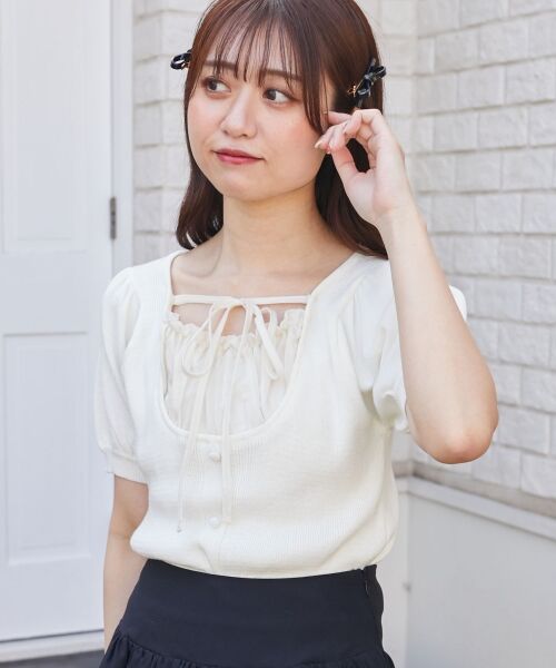 MAJESTIC LEGON / マジェスティックレゴン ニット・セーター | ギャザードッキング半袖ニット | 詳細19