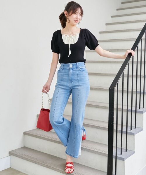 MAJESTIC LEGON / マジェスティックレゴン ニット・セーター | ギャザードッキング半袖ニット | 詳細2