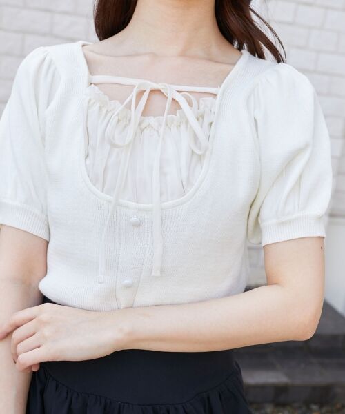 MAJESTIC LEGON / マジェスティックレゴン ニット・セーター | ギャザードッキング半袖ニット | 詳細21