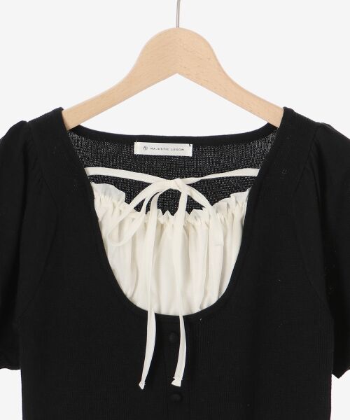 MAJESTIC LEGON / マジェスティックレゴン ニット・セーター | ギャザードッキング半袖ニット | 詳細27