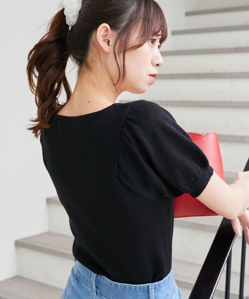 MAJESTIC LEGON / マジェスティックレゴン ニット・セーター | ギャザードッキング半袖ニット | 詳細6