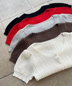 MAJESTIC LEGON / マジェスティックレゴン カーディガン・ボレロ | ハーフスリーブケーブルカーディガン