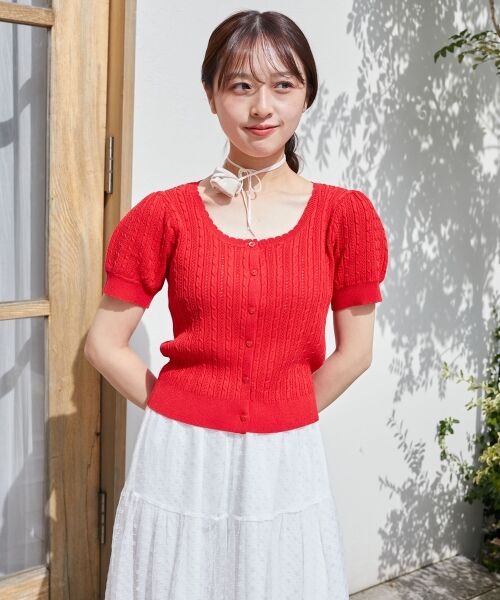 MAJESTIC LEGON / マジェスティックレゴン カーディガン・ボレロ | ハーフスリーブケーブルカーディガン | 詳細11