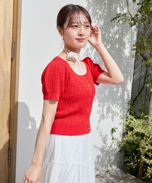 MAJESTIC LEGON / マジェスティックレゴン カーディガン・ボレロ | ハーフスリーブケーブルカーディガン | 詳細12