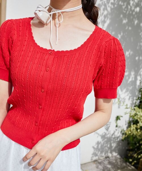 MAJESTIC LEGON / マジェスティックレゴン カーディガン・ボレロ | ハーフスリーブケーブルカーディガン | 詳細14