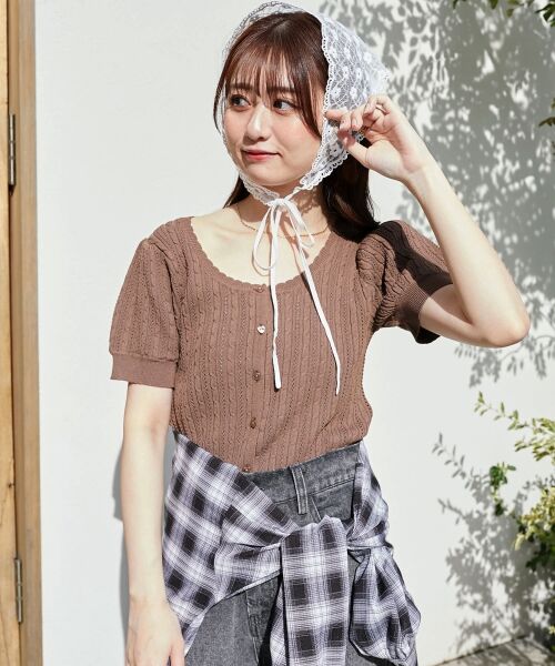 MAJESTIC LEGON / マジェスティックレゴン カーディガン・ボレロ | ハーフスリーブケーブルカーディガン | 詳細18