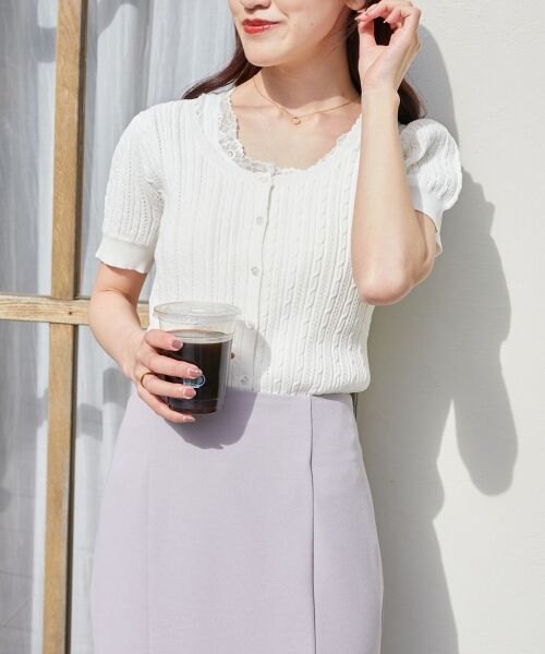 MAJESTIC LEGON / マジェスティックレゴン カーディガン・ボレロ | ハーフスリーブケーブルカーディガン | 詳細4