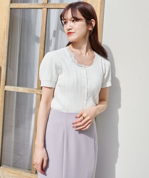 MAJESTIC LEGON / マジェスティックレゴン カーディガン・ボレロ | ハーフスリーブケーブルカーディガン | 詳細5