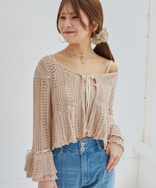 MAJESTIC LEGON / マジェスティックレゴン カーディガン・ボレロ | レーシーパターンキャミセットカーデ | 詳細12