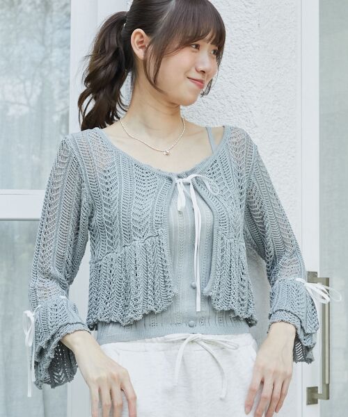 MAJESTIC LEGON / マジェスティックレゴン カーディガン・ボレロ | レーシーパターンキャミセットカーデ | 詳細18