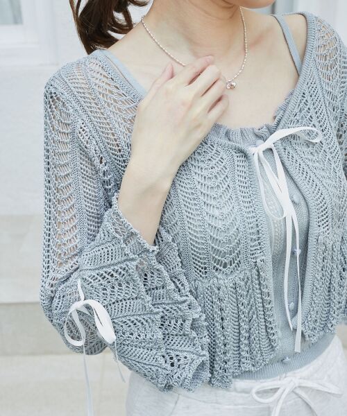 MAJESTIC LEGON / マジェスティックレゴン カーディガン・ボレロ | レーシーパターンキャミセットカーデ | 詳細21