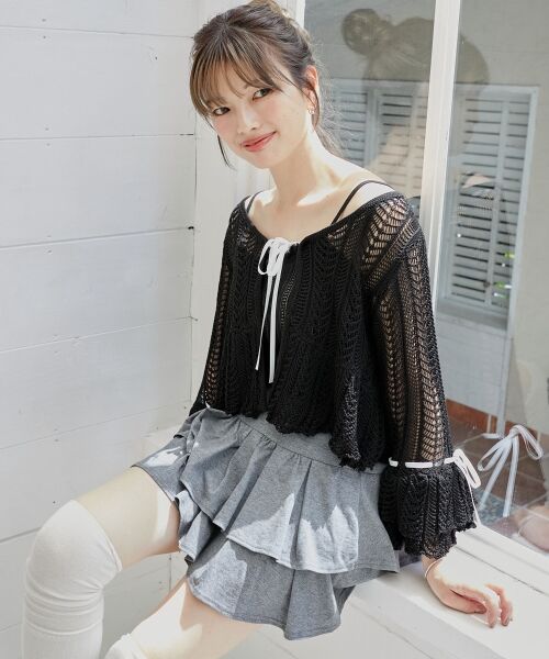 MAJESTIC LEGON / マジェスティックレゴン カーディガン・ボレロ | レーシーパターンキャミセットカーデ | 詳細26