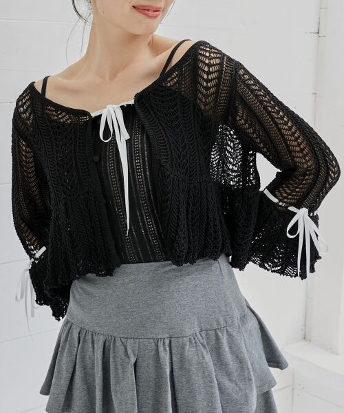 MAJESTIC LEGON / マジェスティックレゴン カーディガン・ボレロ | レーシーパターンキャミセットカーデ | 詳細27