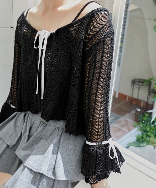 MAJESTIC LEGON / マジェスティックレゴン カーディガン・ボレロ | レーシーパターンキャミセットカーデ | 詳細30