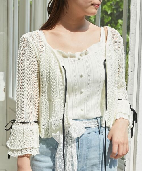 MAJESTIC LEGON / マジェスティックレゴン カーディガン・ボレロ | レーシーパターンキャミセットカーデ | 詳細4